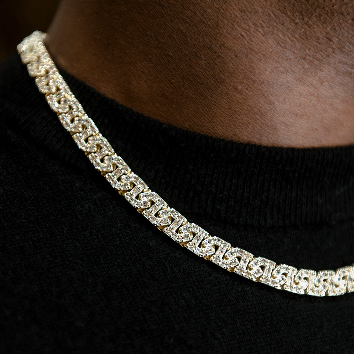 GLD Men Baguette Chain Link Necklace in Yellow Gold - 8 mm