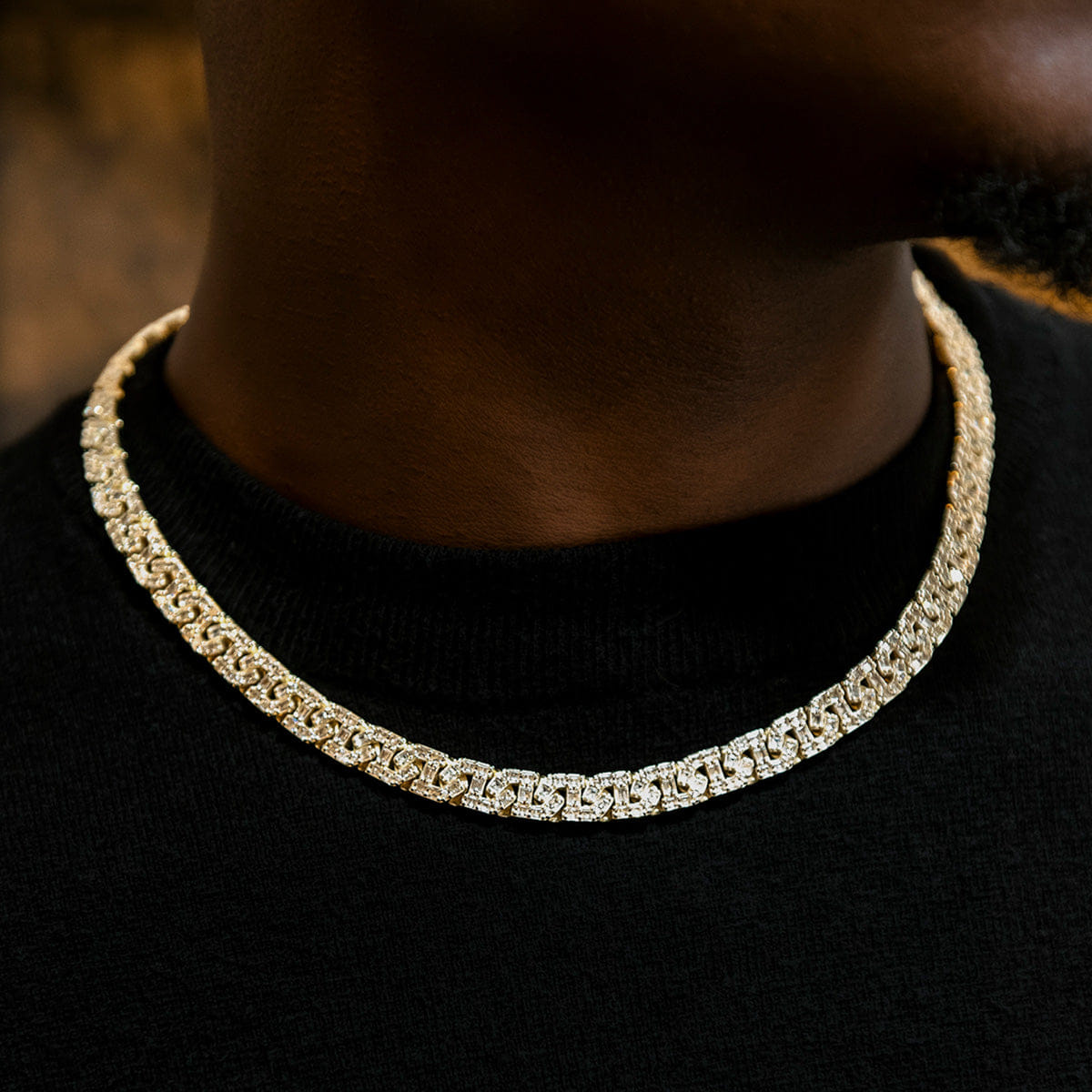 GLD Men Baguette Chain Link Necklace in Yellow Gold - 8 mm