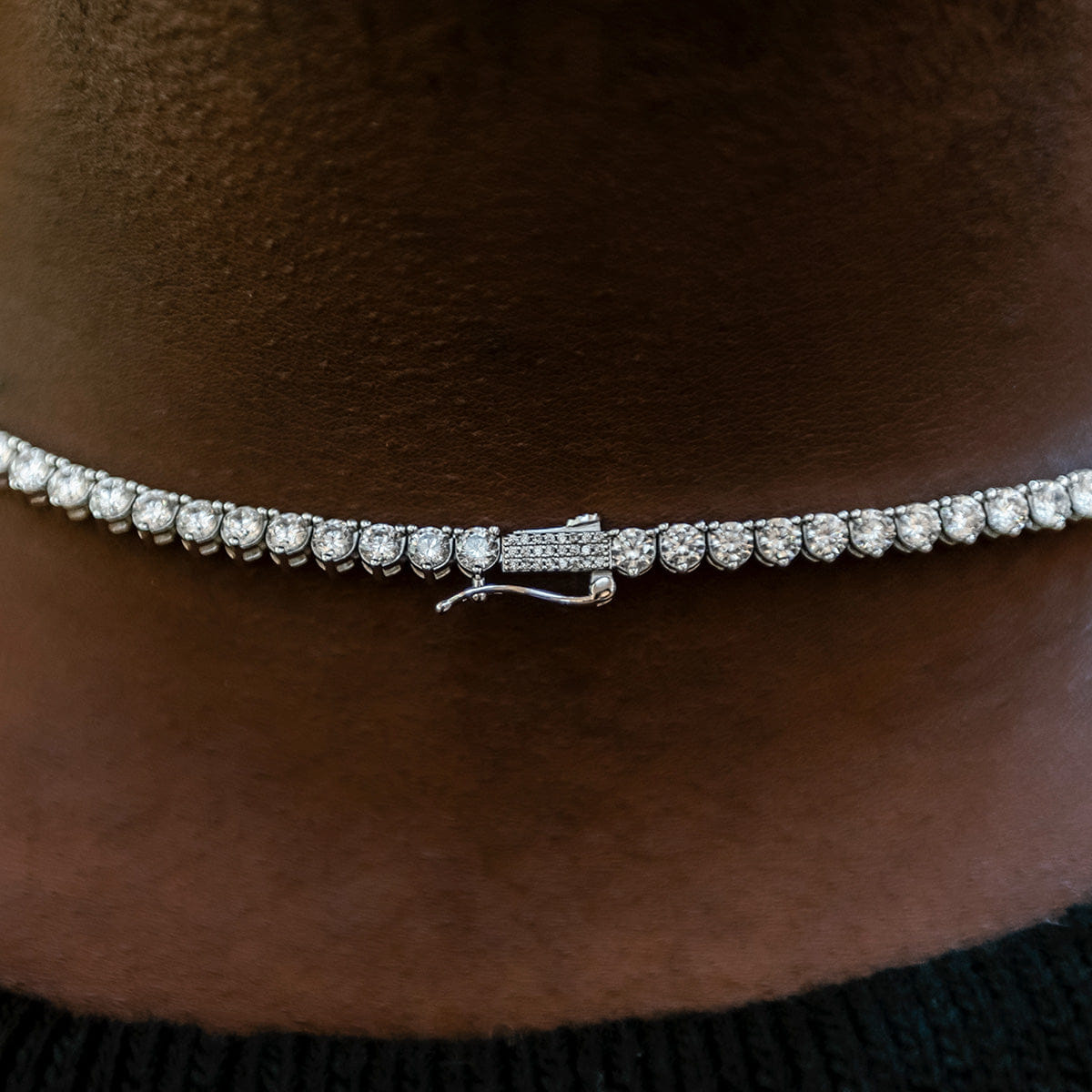 GLD Men 3 Prong Tennis Chain in White Gold