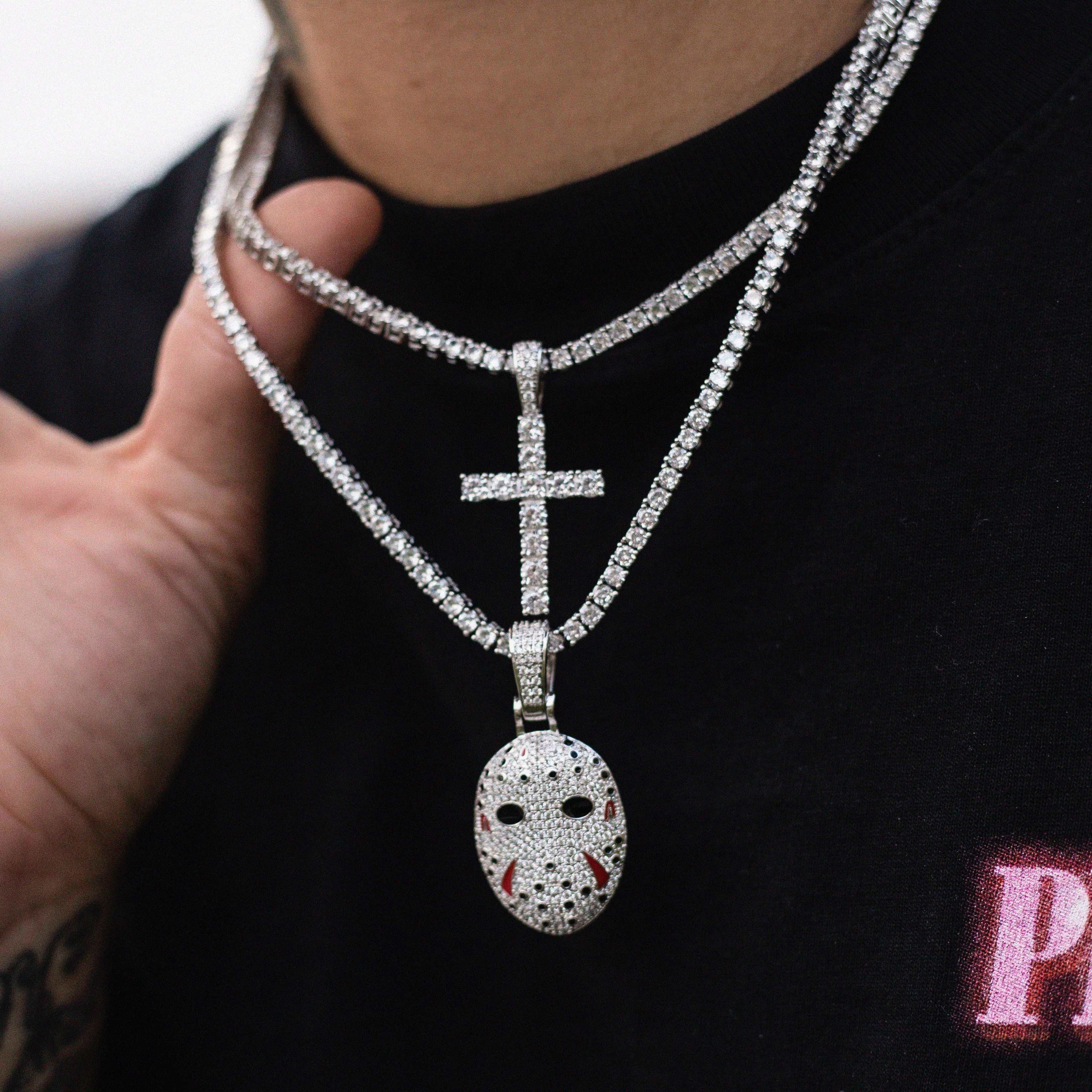 GLD Men 2 Chains + 2 Pendants - White Gold