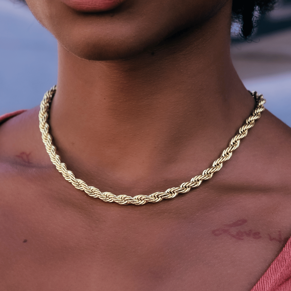 GLD Women Rope Necklace in Yellow Gold - 6 mm
