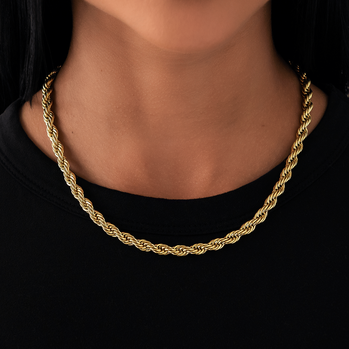 GLD Women Rope Necklace in Yellow Gold - 6 mm