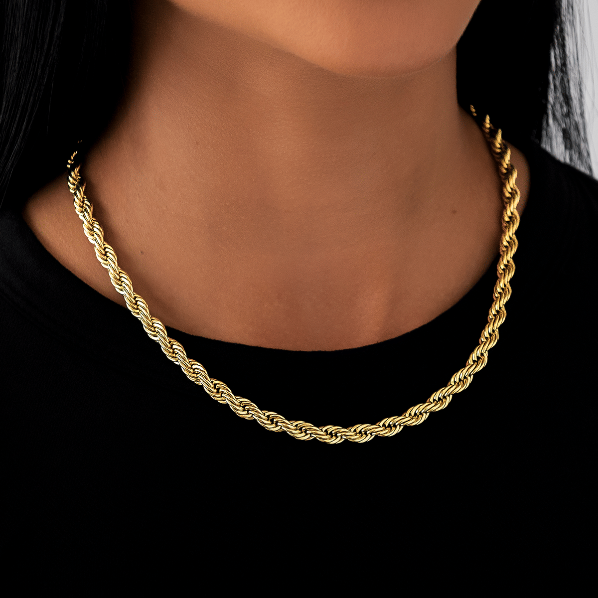 GLD Women Rope Necklace in Yellow Gold - 6 mm