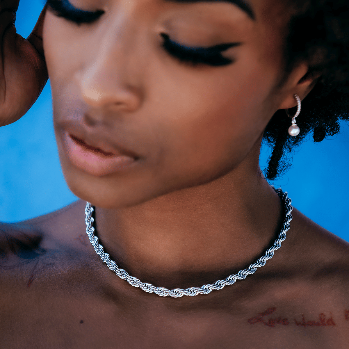 GLD Women Rope Necklace in White Gold - 6 mm