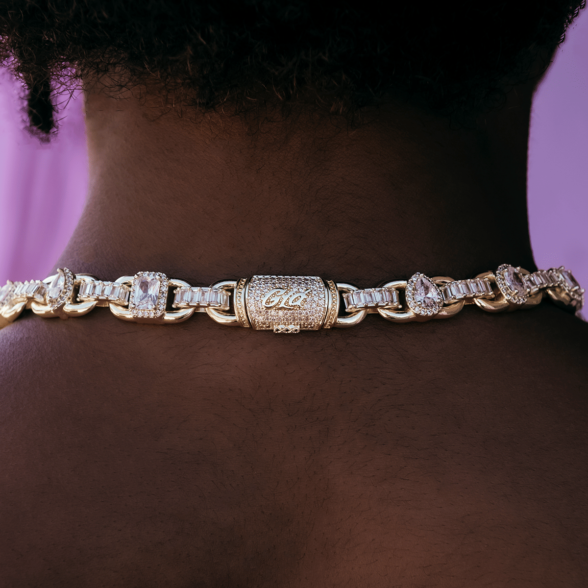GLD Women Diamond Cluster Mariner Necklace in Yellow Gold