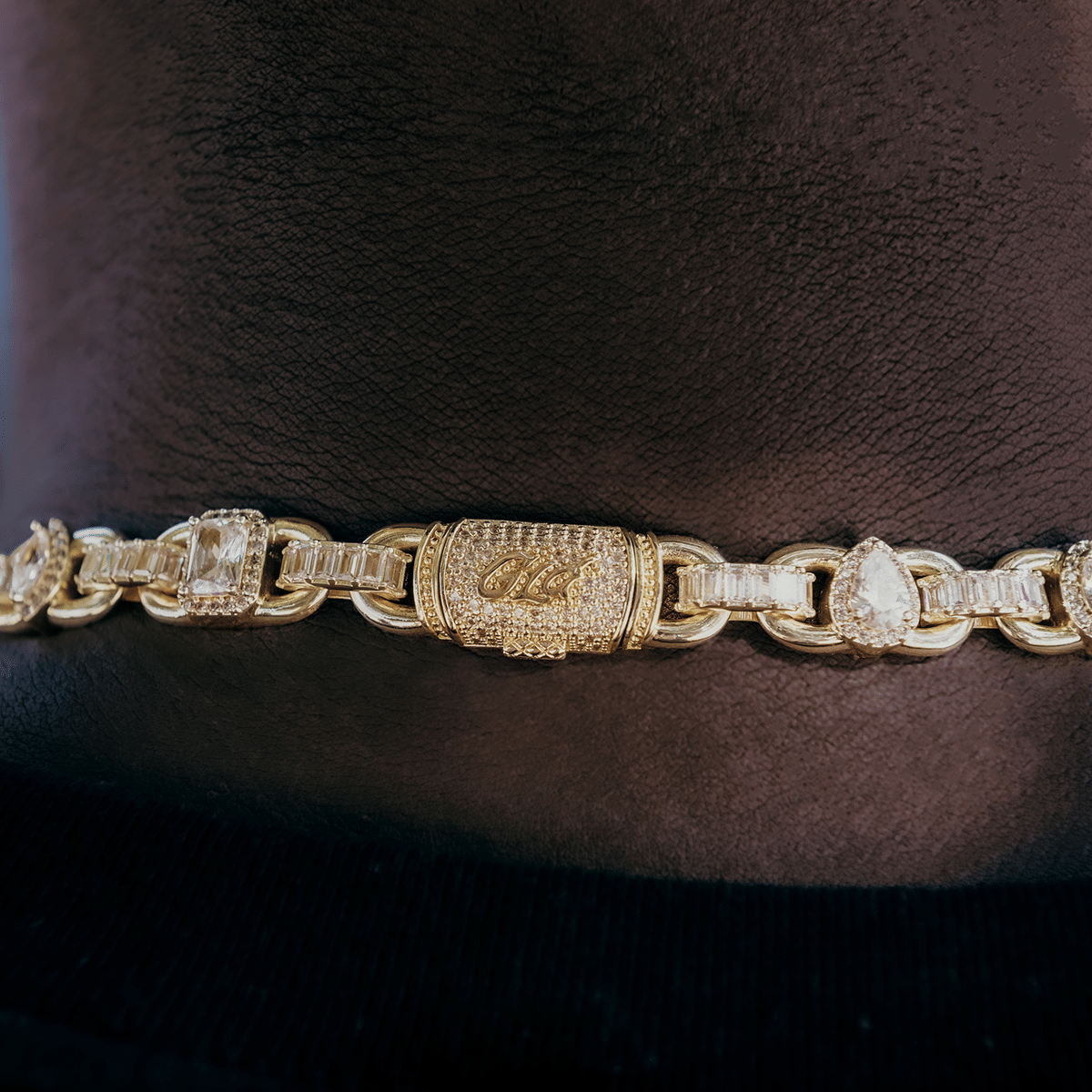 GLD Men Diamond Cluster Mariner Chain in Yellow Gold