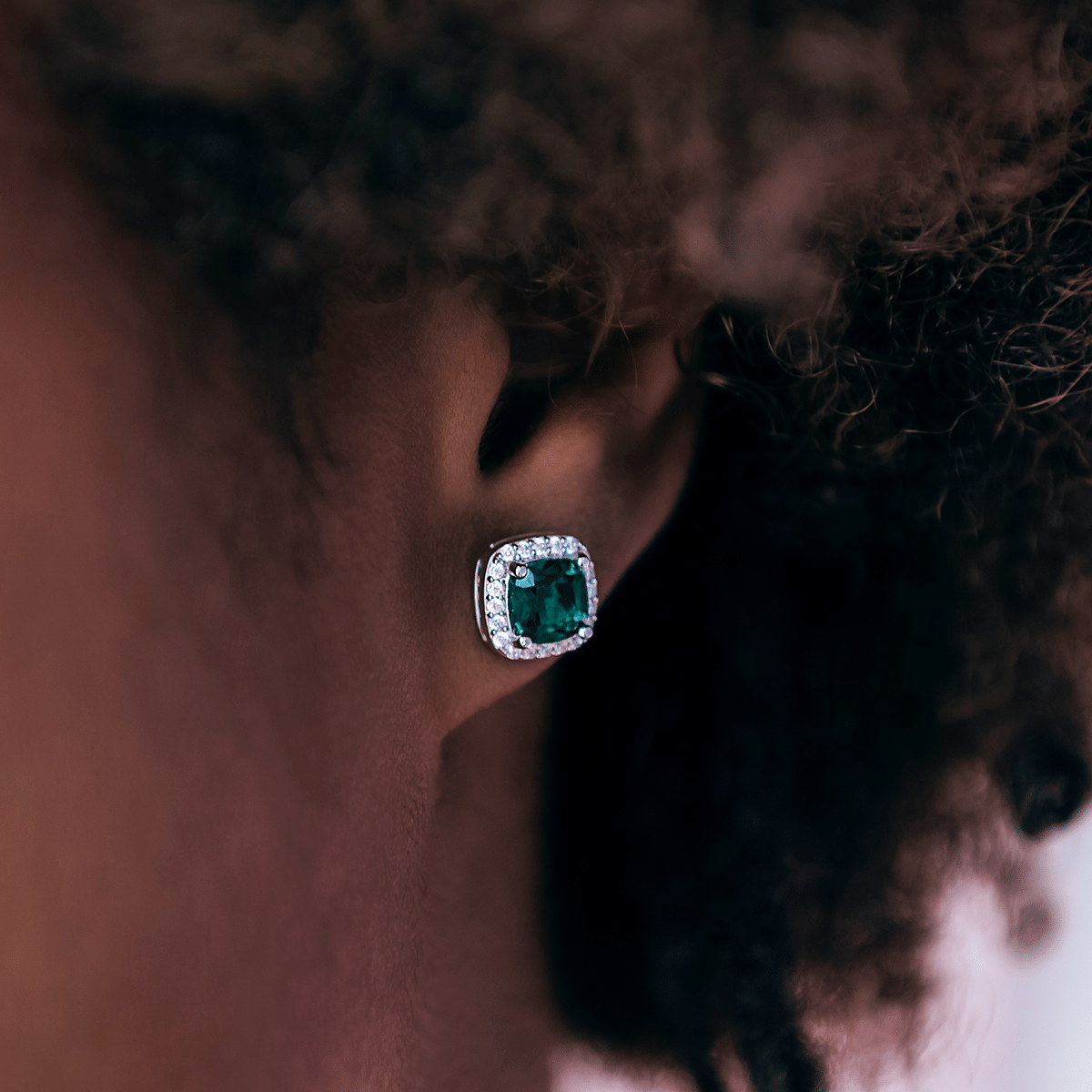 GLD Women Emerald Cushion Cut Earrings