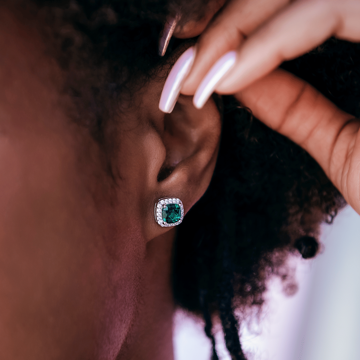 GLD Women Emerald Cushion Cut Earrings