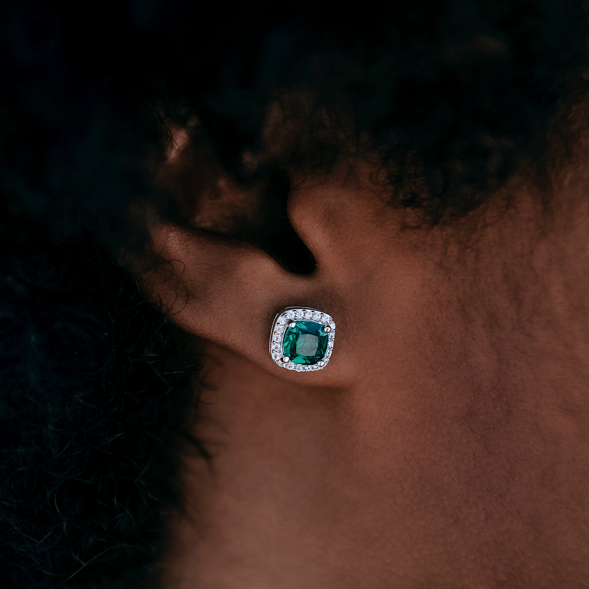 GLD Women Emerald Cushion Cut Earrings