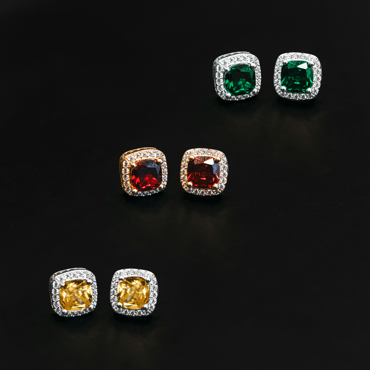GLD Women Emerald Cushion Cut Earrings