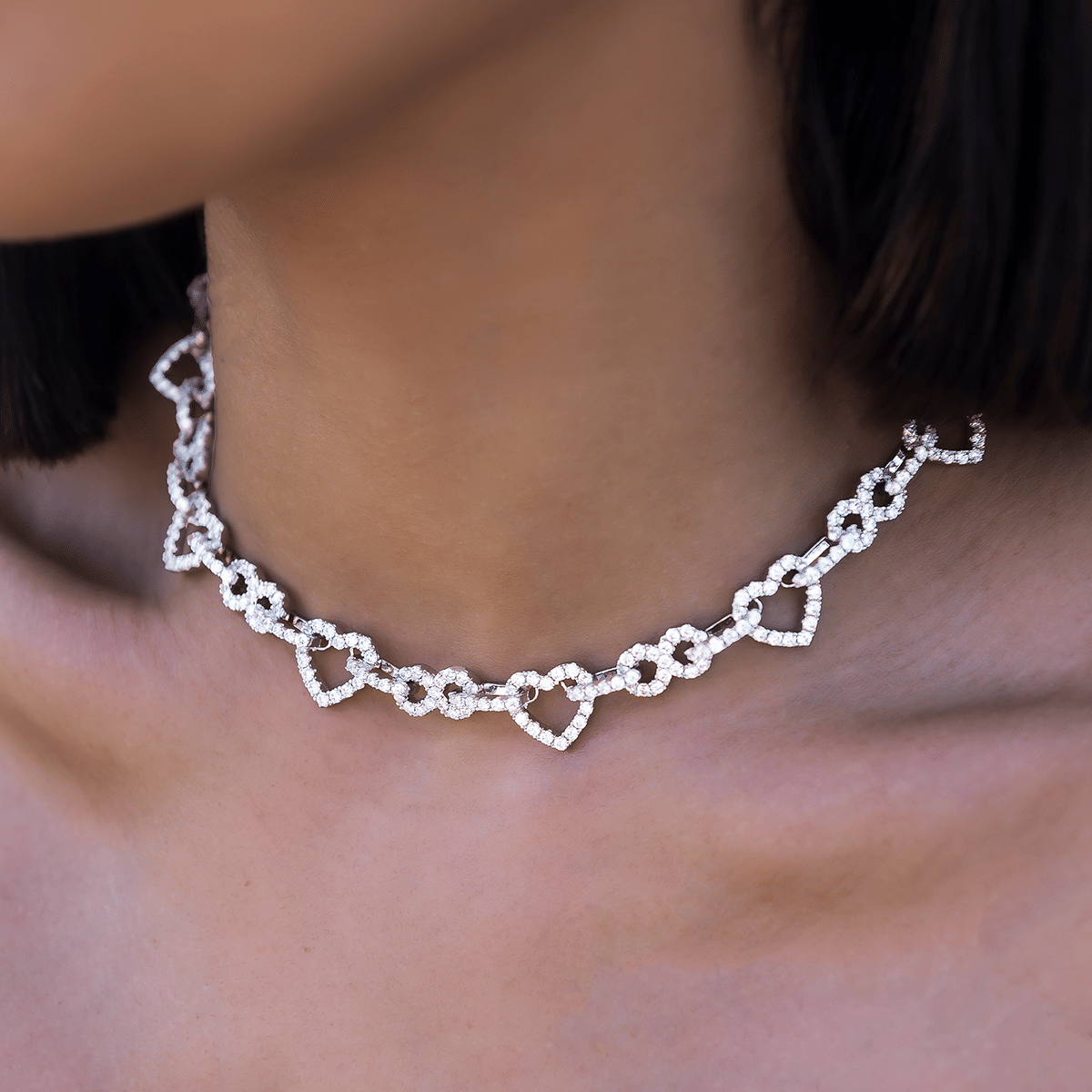 GLD Women Diamond Heart Infinity Necklace