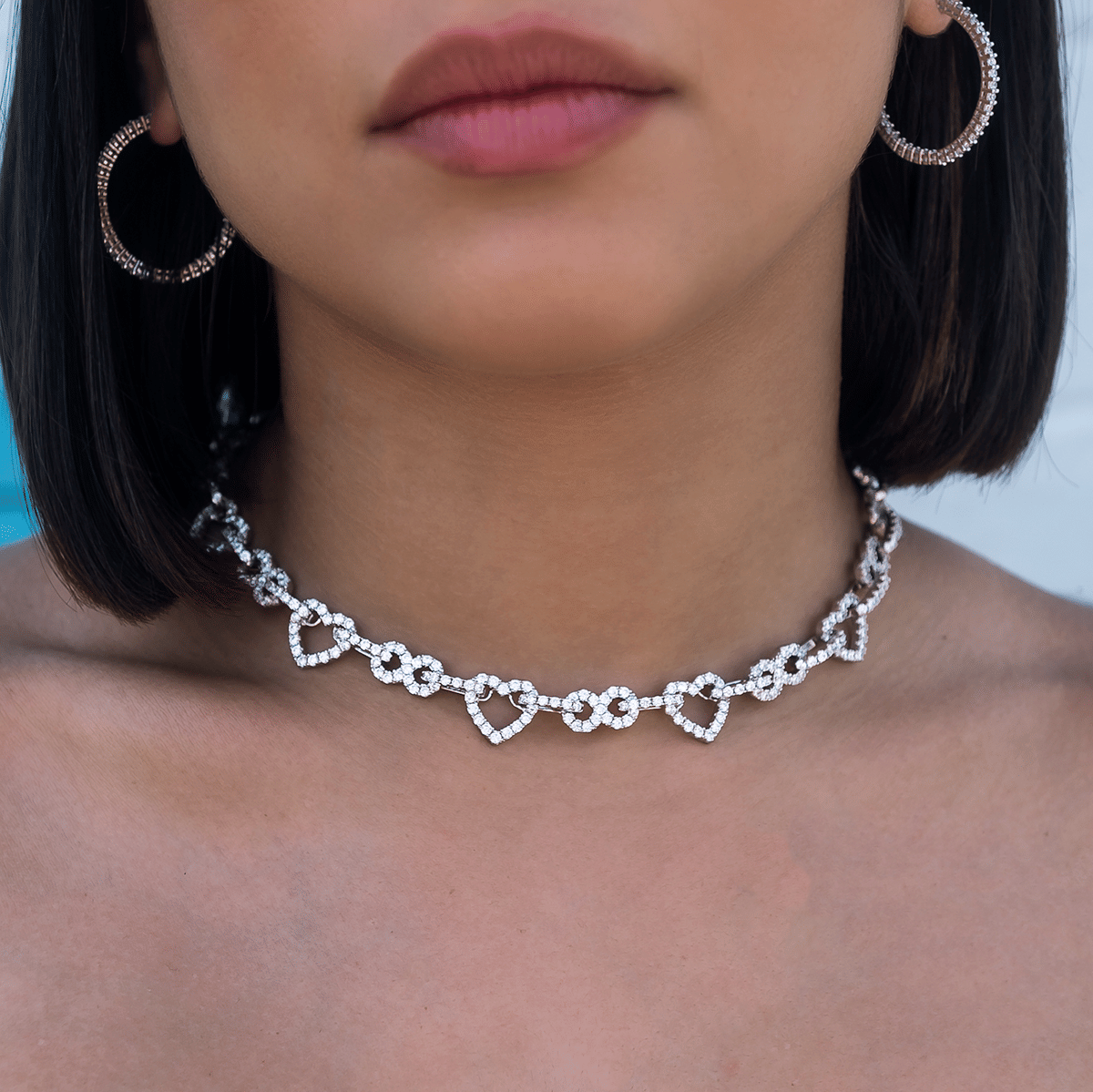 GLD Women Diamond Heart Infinity Necklace