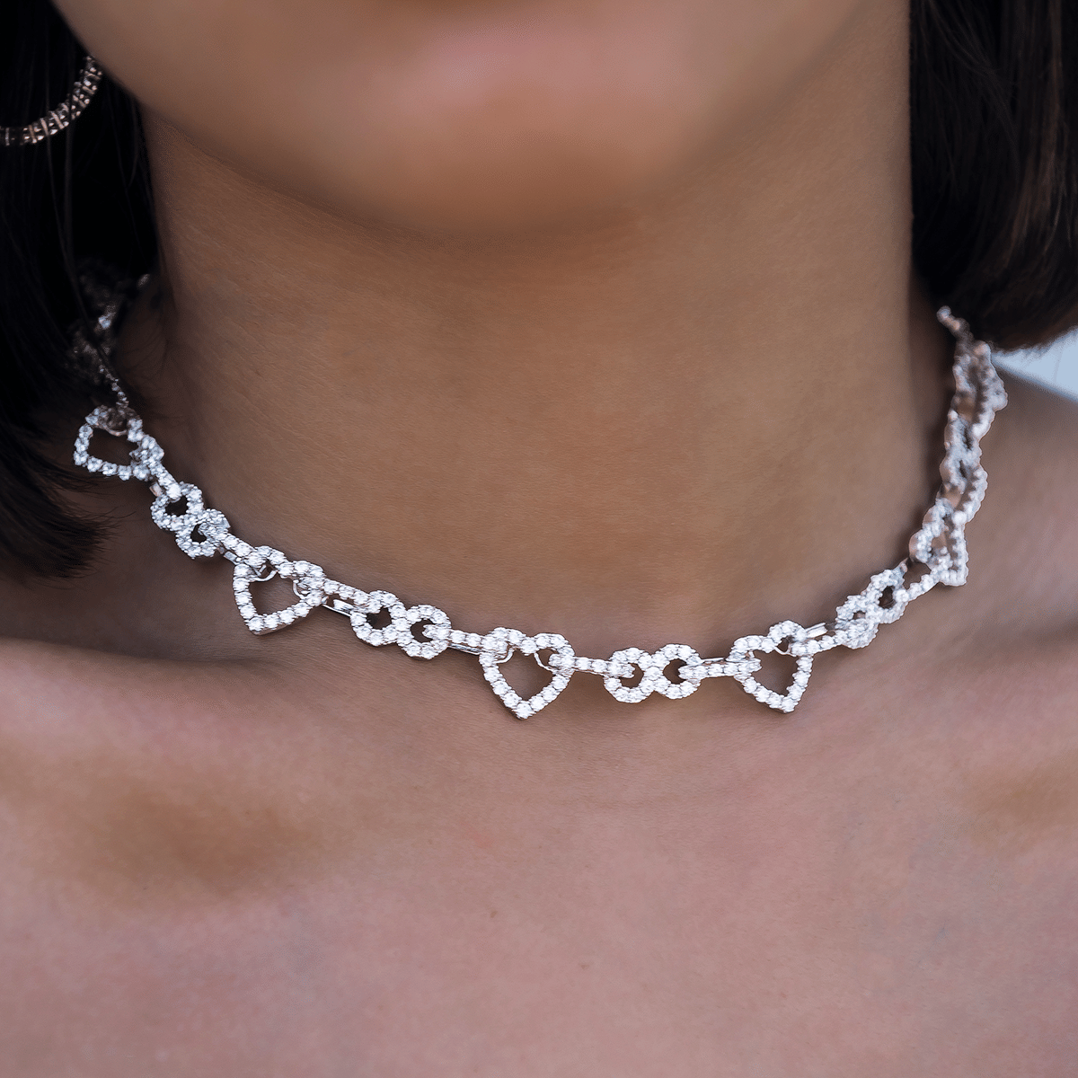 GLD Women Diamond Heart Infinity Necklace