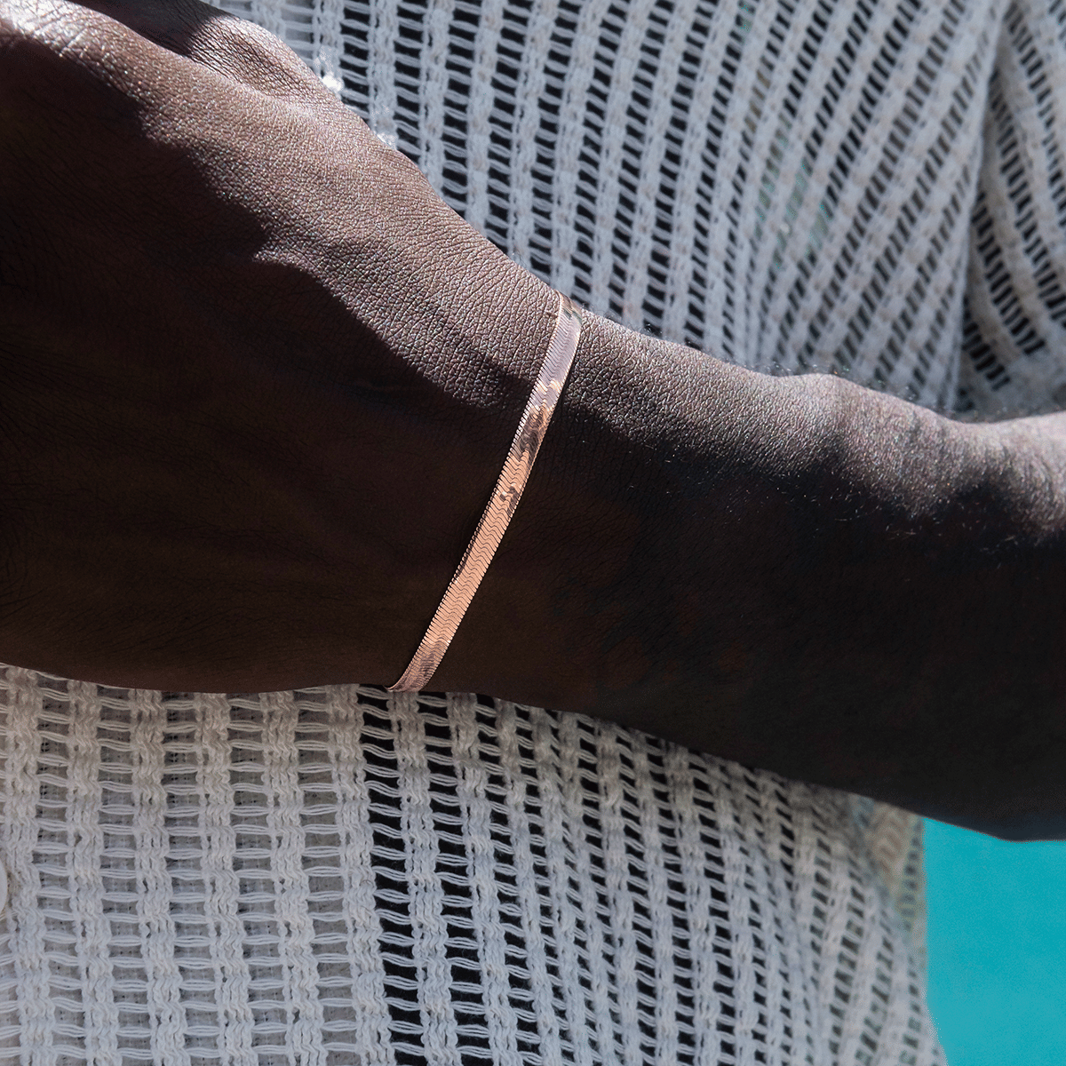 GLD Men Herringbone Bracelet in Rose Gold - 4 mm