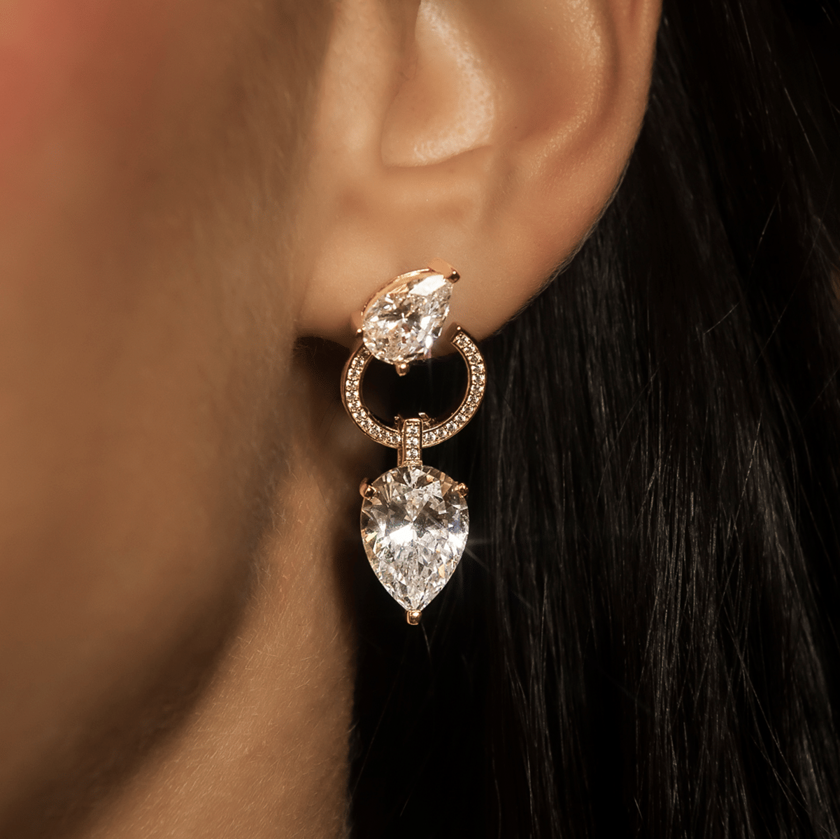 GLD Women Teardrop Circle Drop Earrings