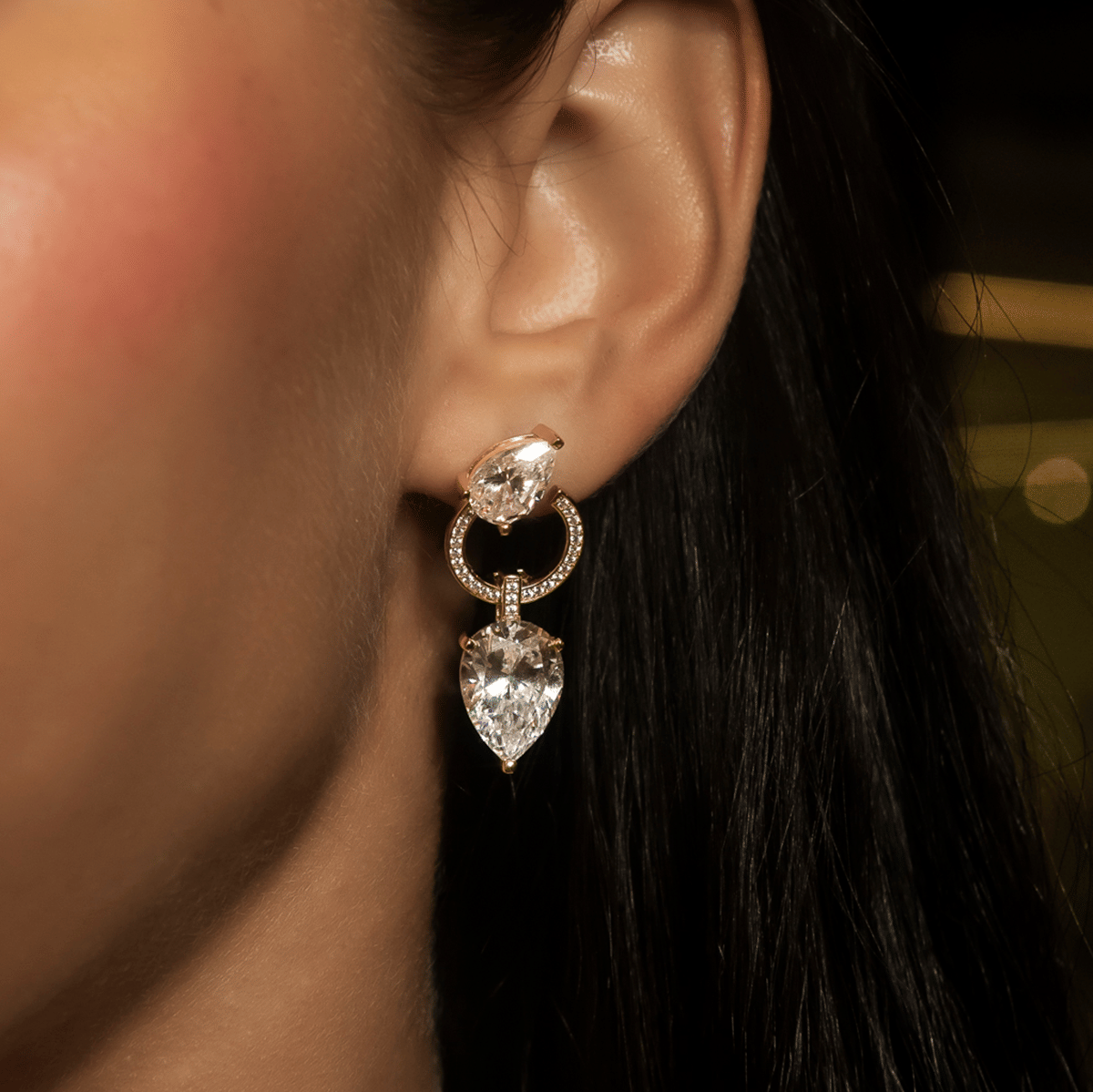 GLD Women Teardrop Circle Drop Earrings