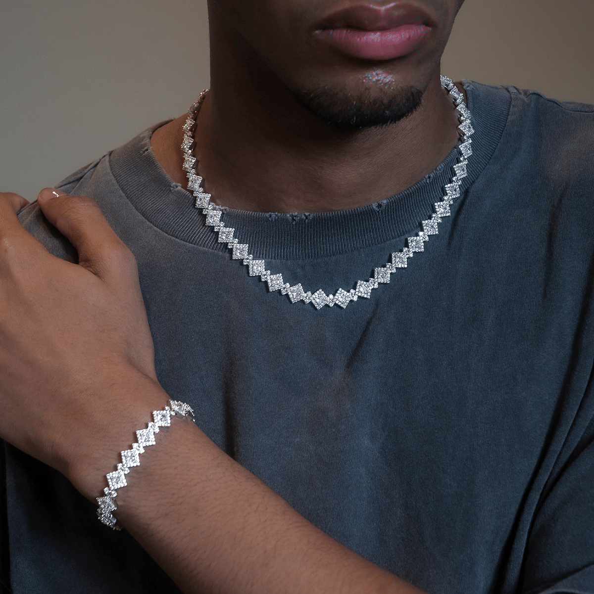 GLD Men Cloister Link Chain in White Gold
