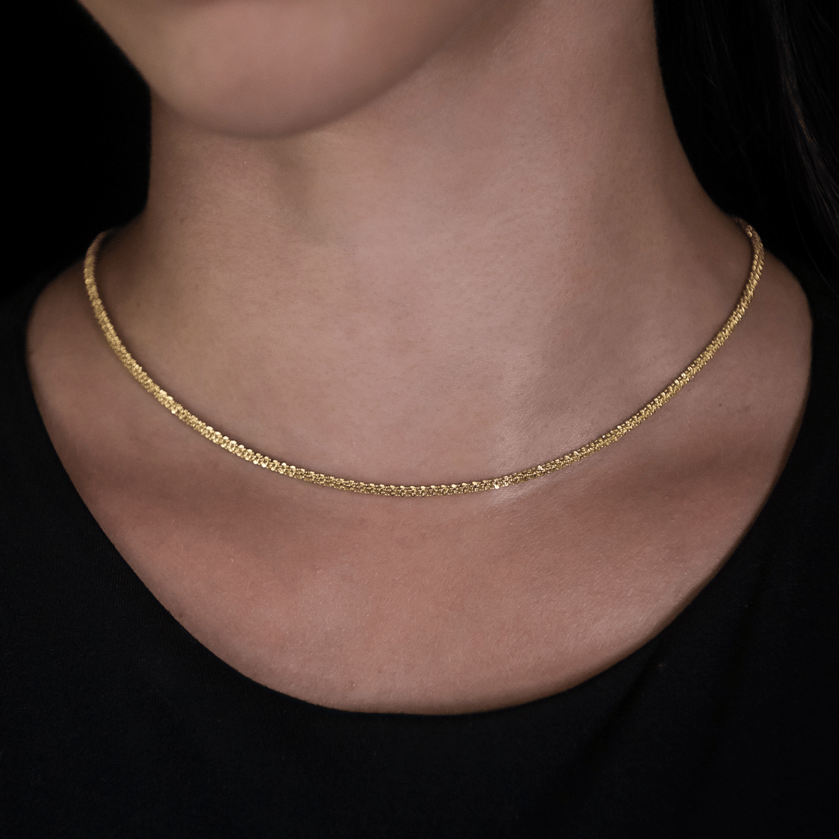 GLD Women Popcorn Necklace in Yellow Gold - 2 mm