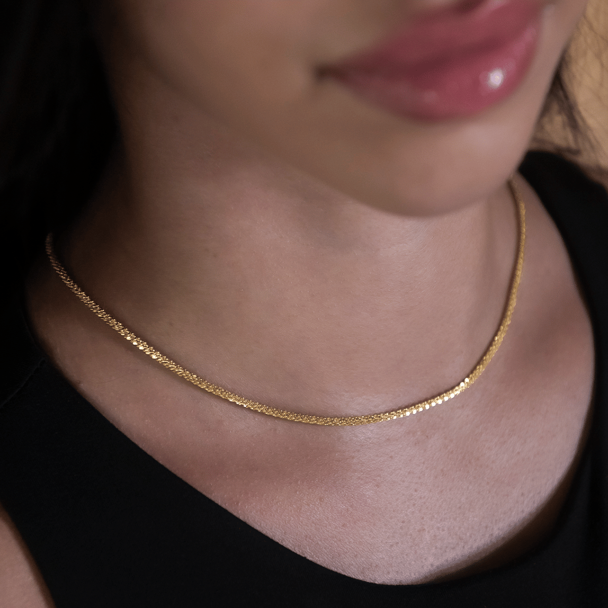 GLD Women Popcorn Necklace in Yellow Gold - 2 mm
