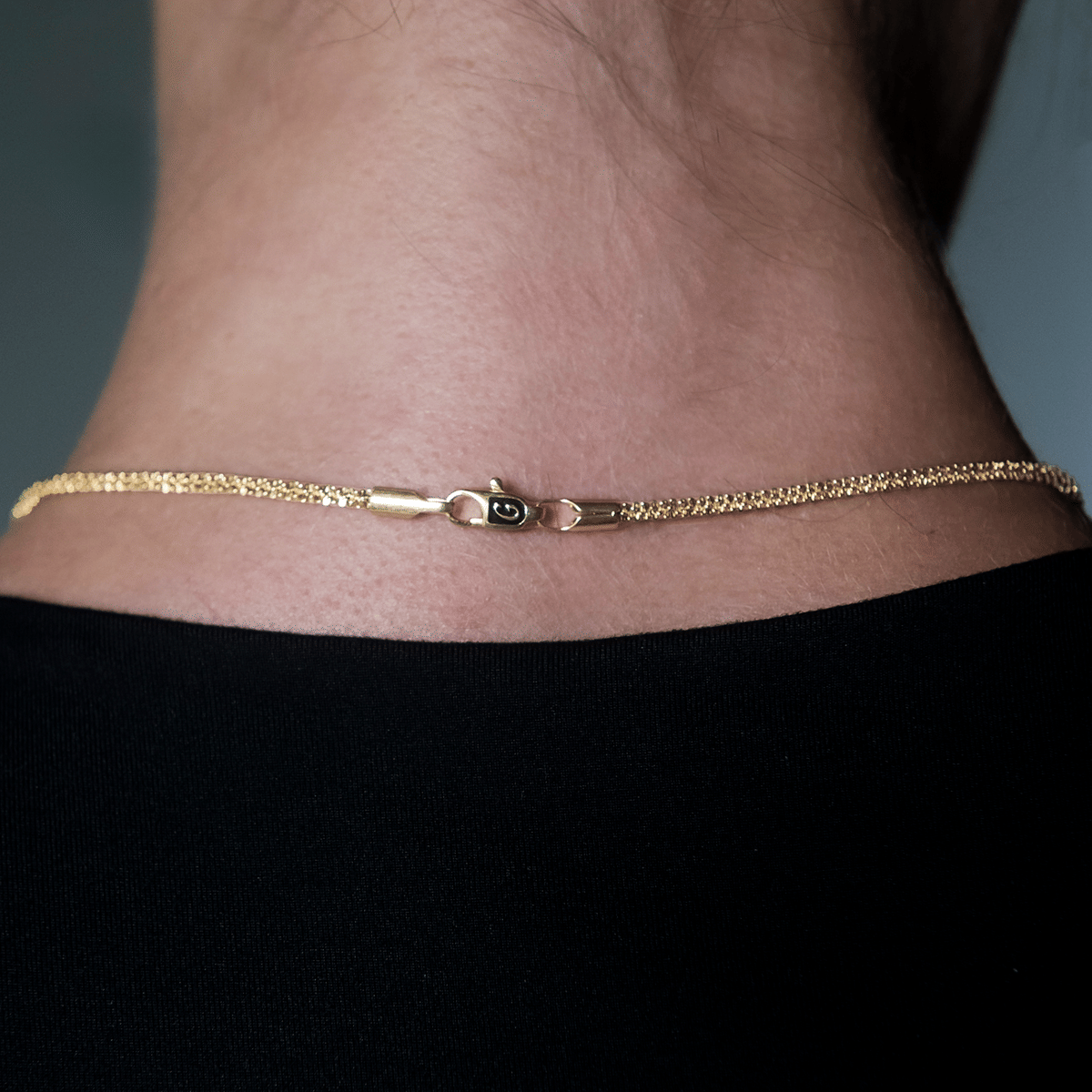 GLD Women Popcorn Necklace in Yellow Gold - 2 mm