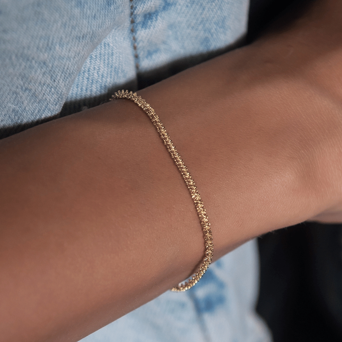 GLD Women Popcorn Bracelet in Yellow Gold - 2 mm