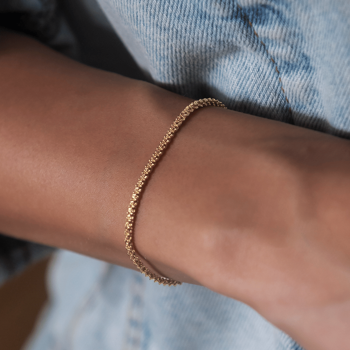 GLD Women Popcorn Bracelet in Yellow Gold - 2 mm