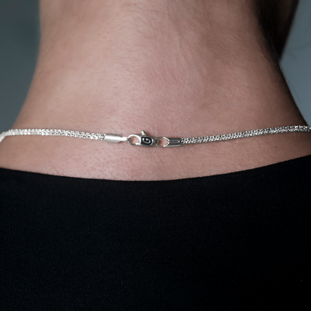 GLD Women Popcorn Necklace in White Gold - 4 mm