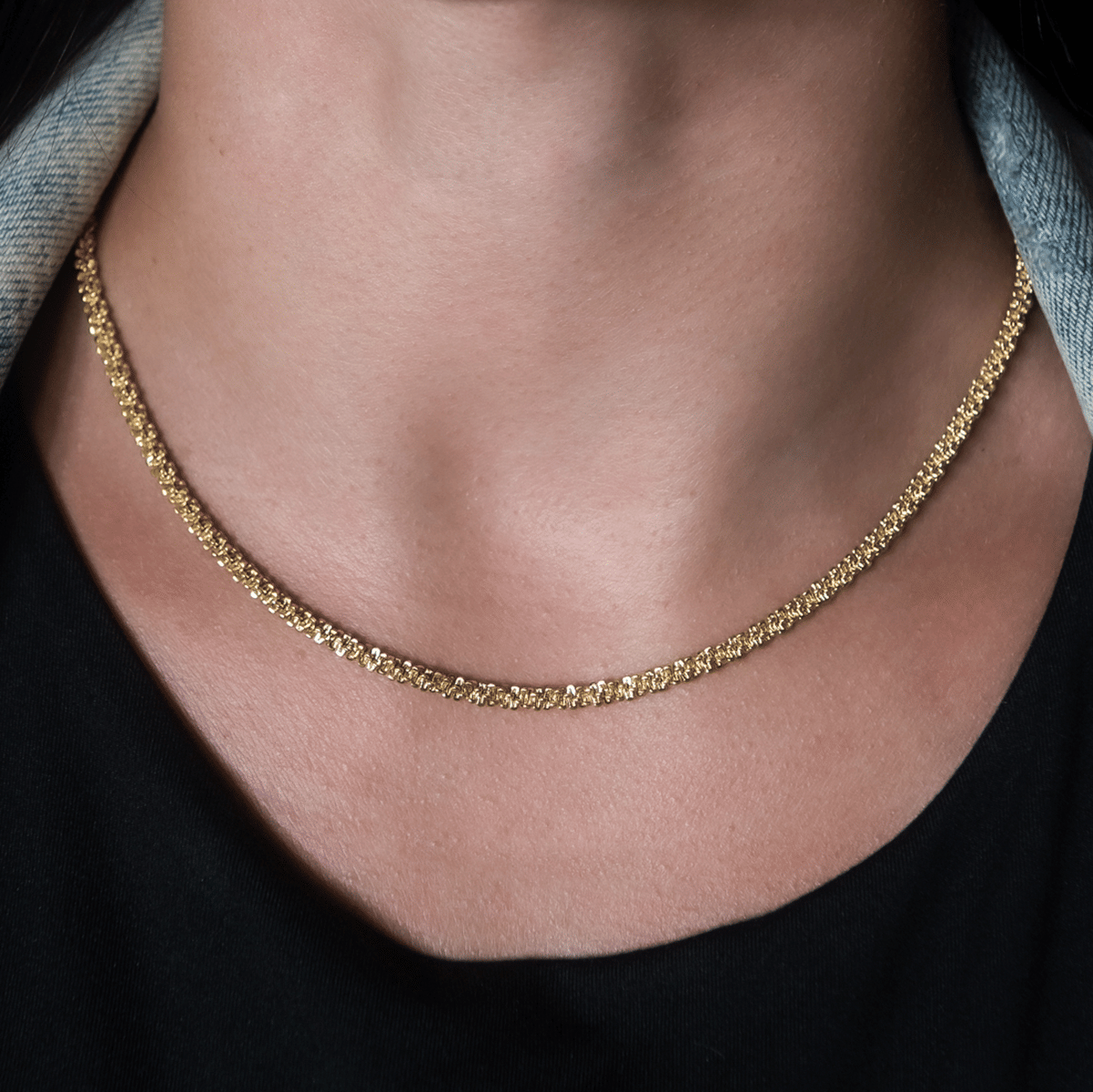 GLD Women Popcorn Necklace in Yellow Gold - 4 mm