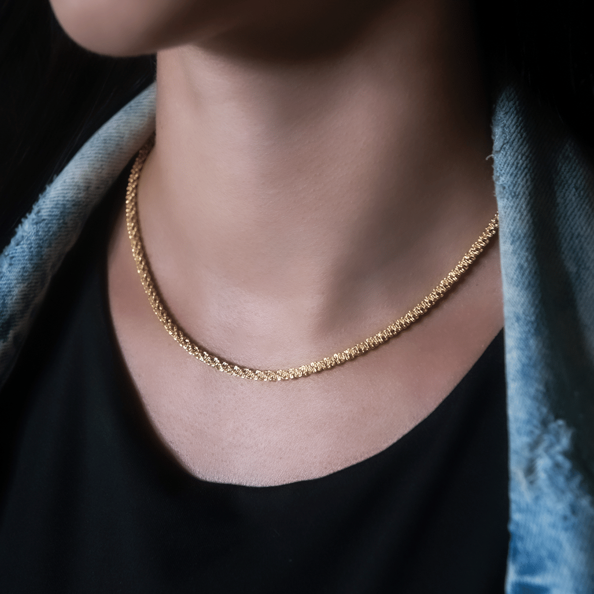 GLD Women Popcorn Necklace in Yellow Gold - 4 mm