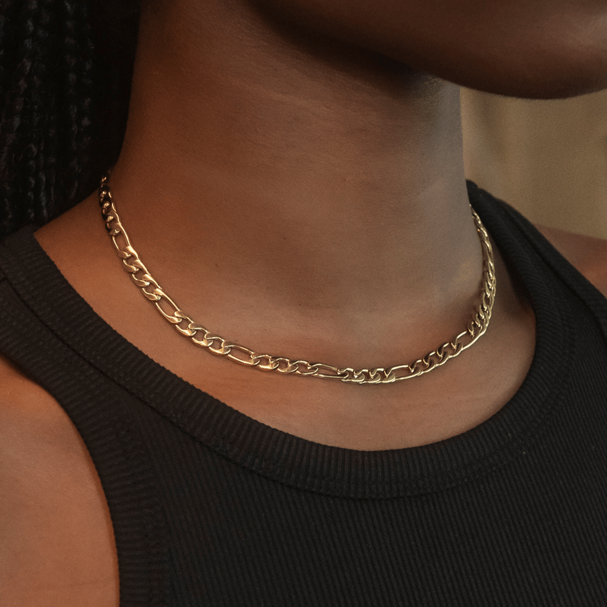GLD Women Figaro Necklace in Yellow Gold - 6 mm