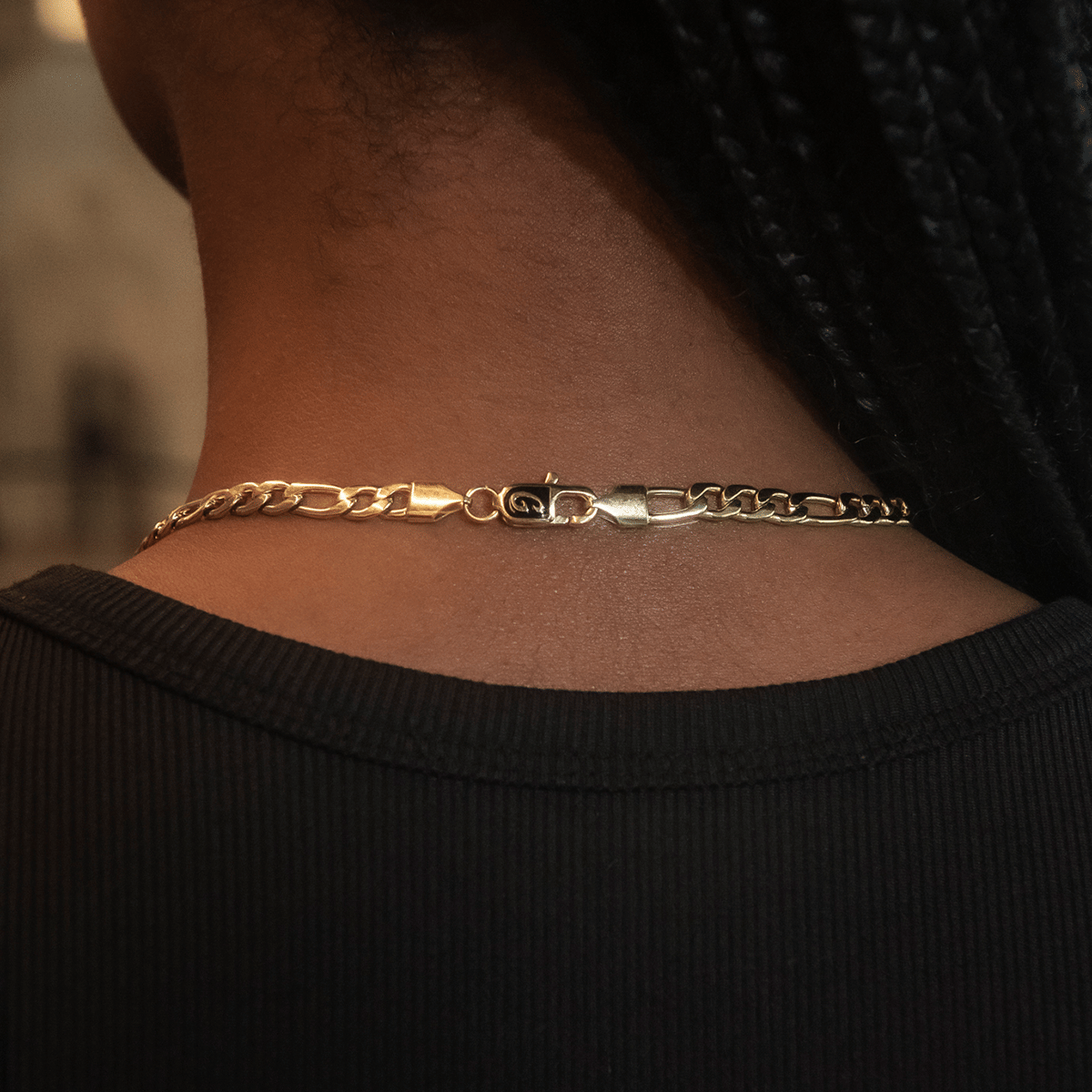 GLD Women Figaro Necklace in Yellow Gold - 6 mm