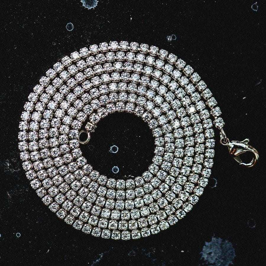 GLD Men Micro Tennis Chain in White Gold