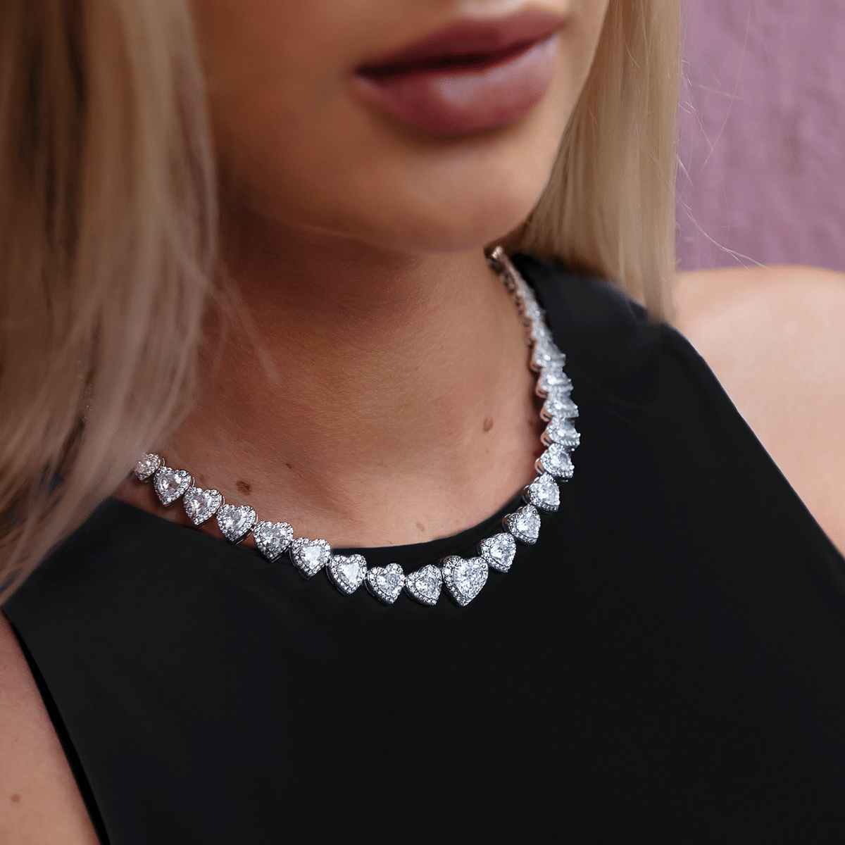 GLD Women Diamond Heart Cluster Necklace