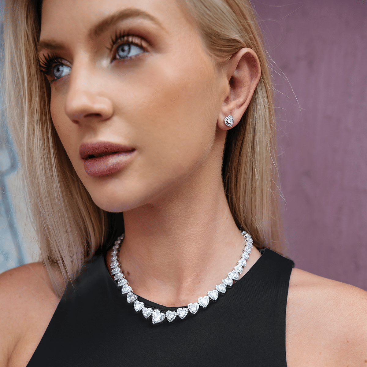 GLD Women Diamond Heart Cluster Necklace