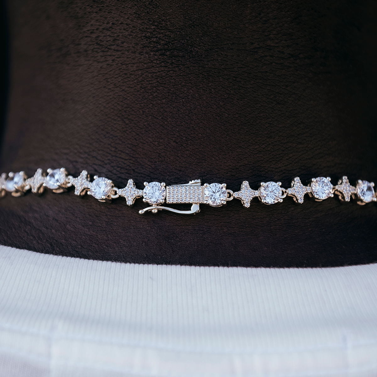 GLD Men Round Stone Star Tennis Chain