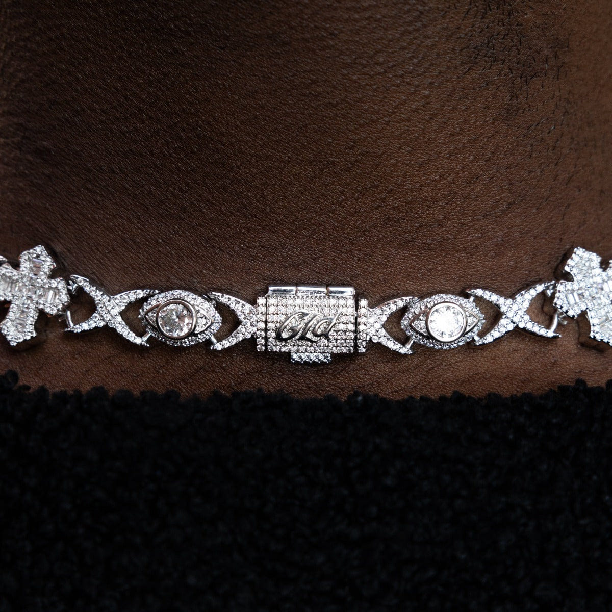 GLD Men Baguette Cross Evil Eye Chain