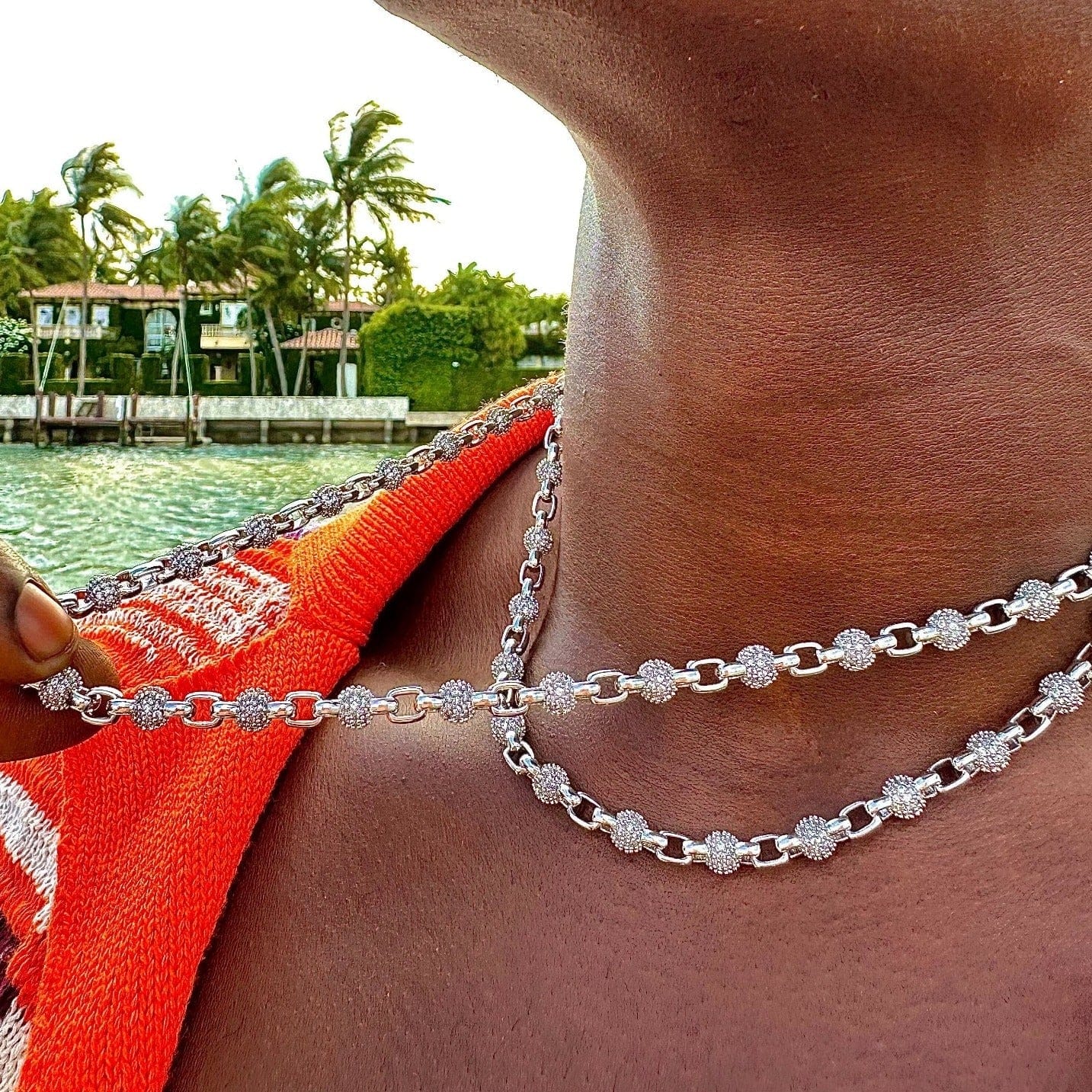 GLD Men Iced Ball Box Link Chain