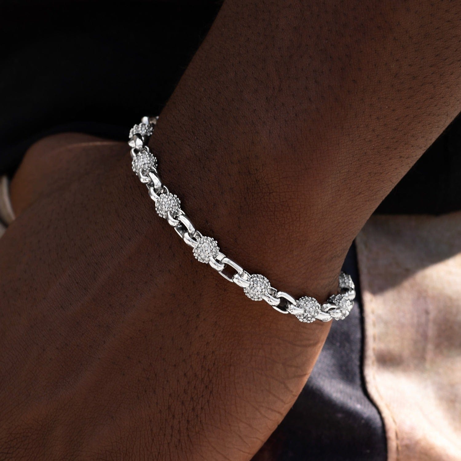 GLD Men Iced Ball Box Link Bracelet