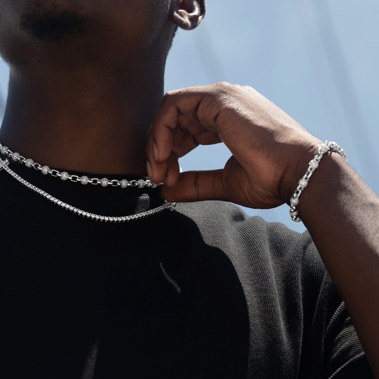 GLD Men Iced Ball Box Link Bracelet
