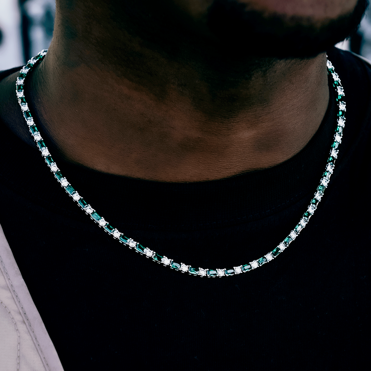 GLD Men Emerald Baguette Tennis Chain