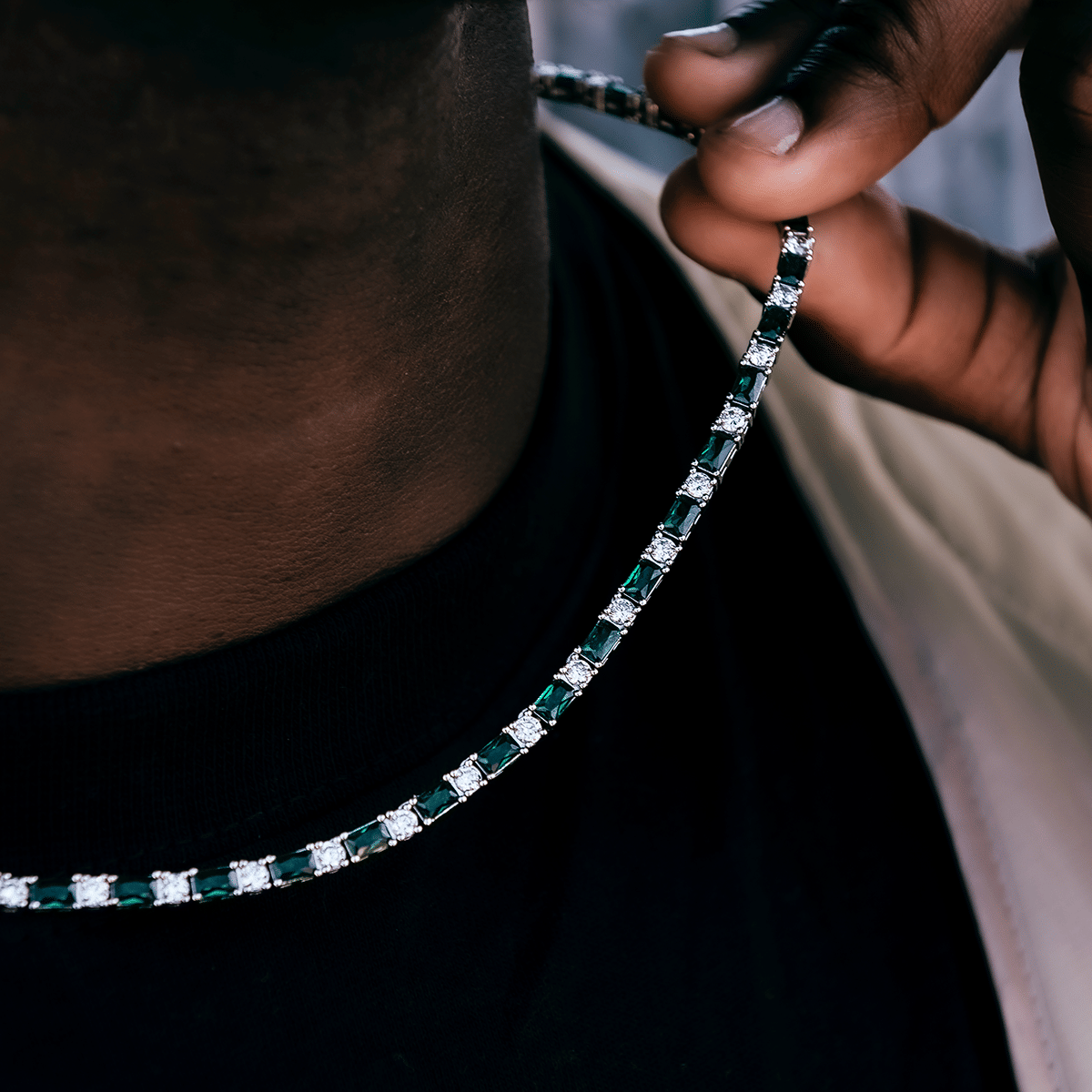 GLD Men Emerald Baguette Tennis Chain