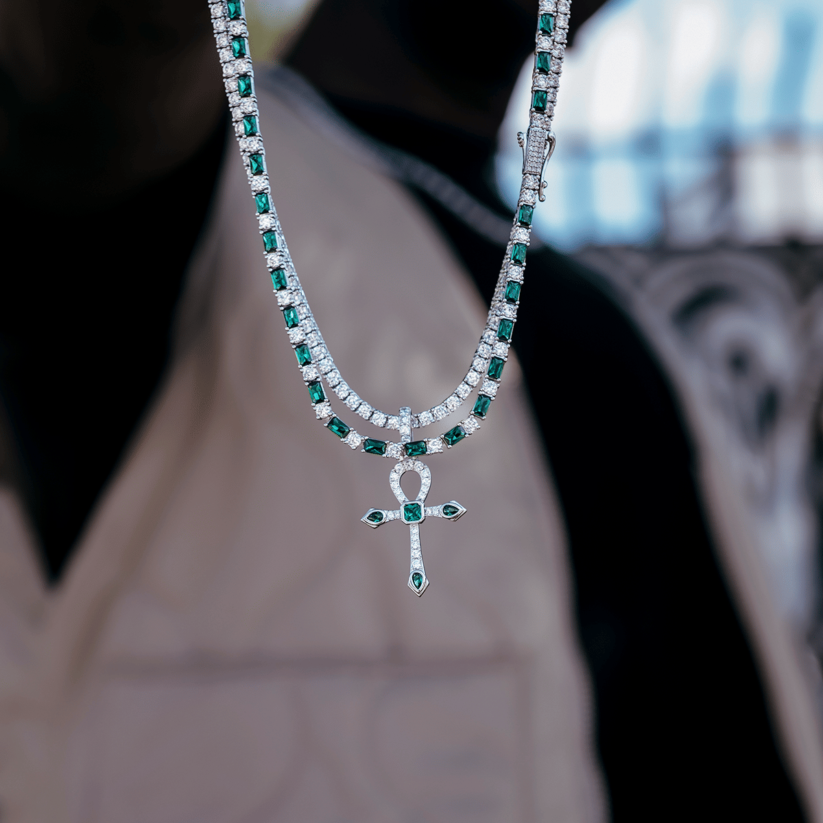 GLD Men Emerald Baguette Tennis Chain