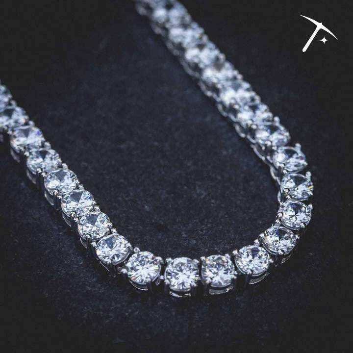 GLD Men Diamond Tennis Necklace in White Gold - 5 mm