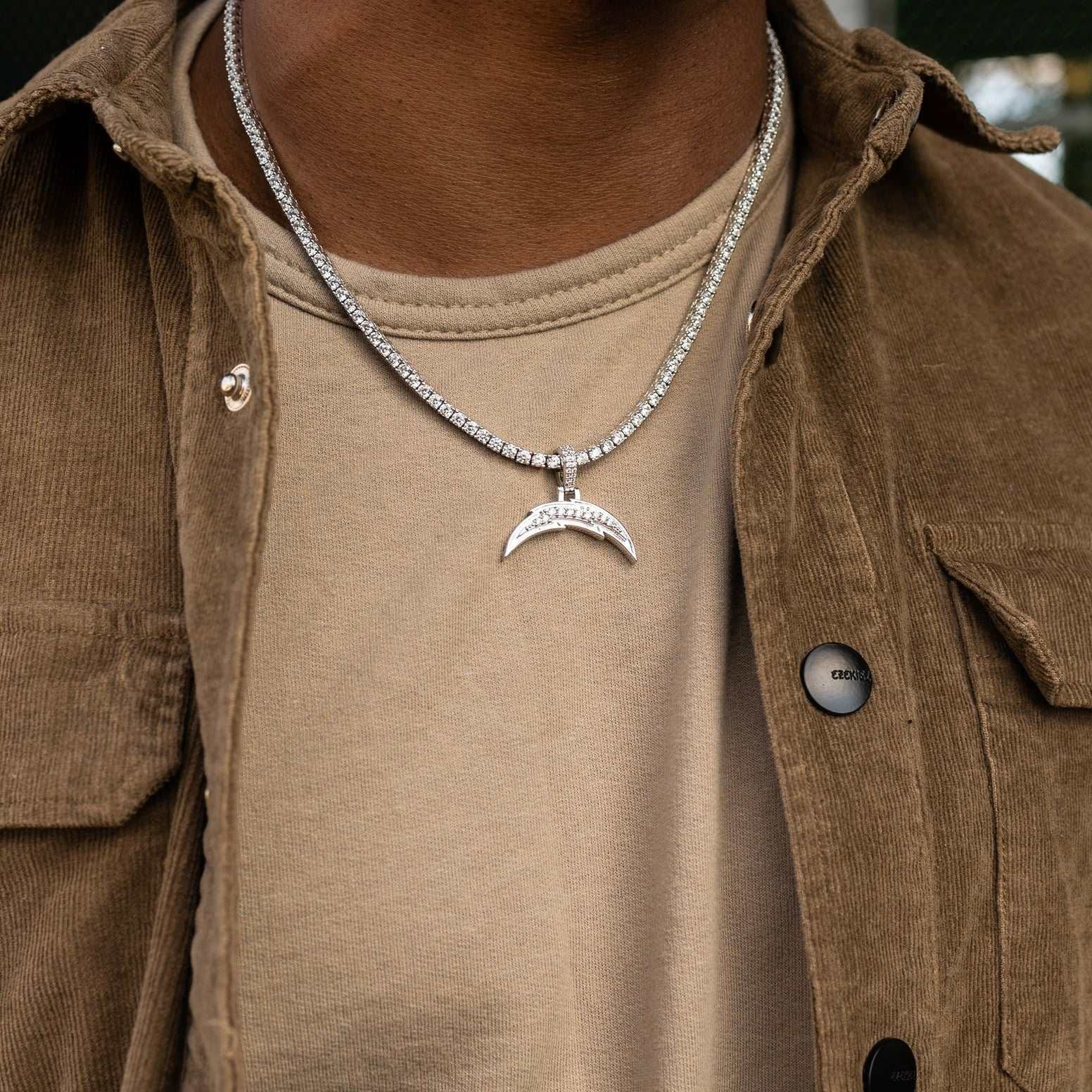 GLD Men Los Angeles Chargers Official NFL Micro Logo Pendant - White Gold