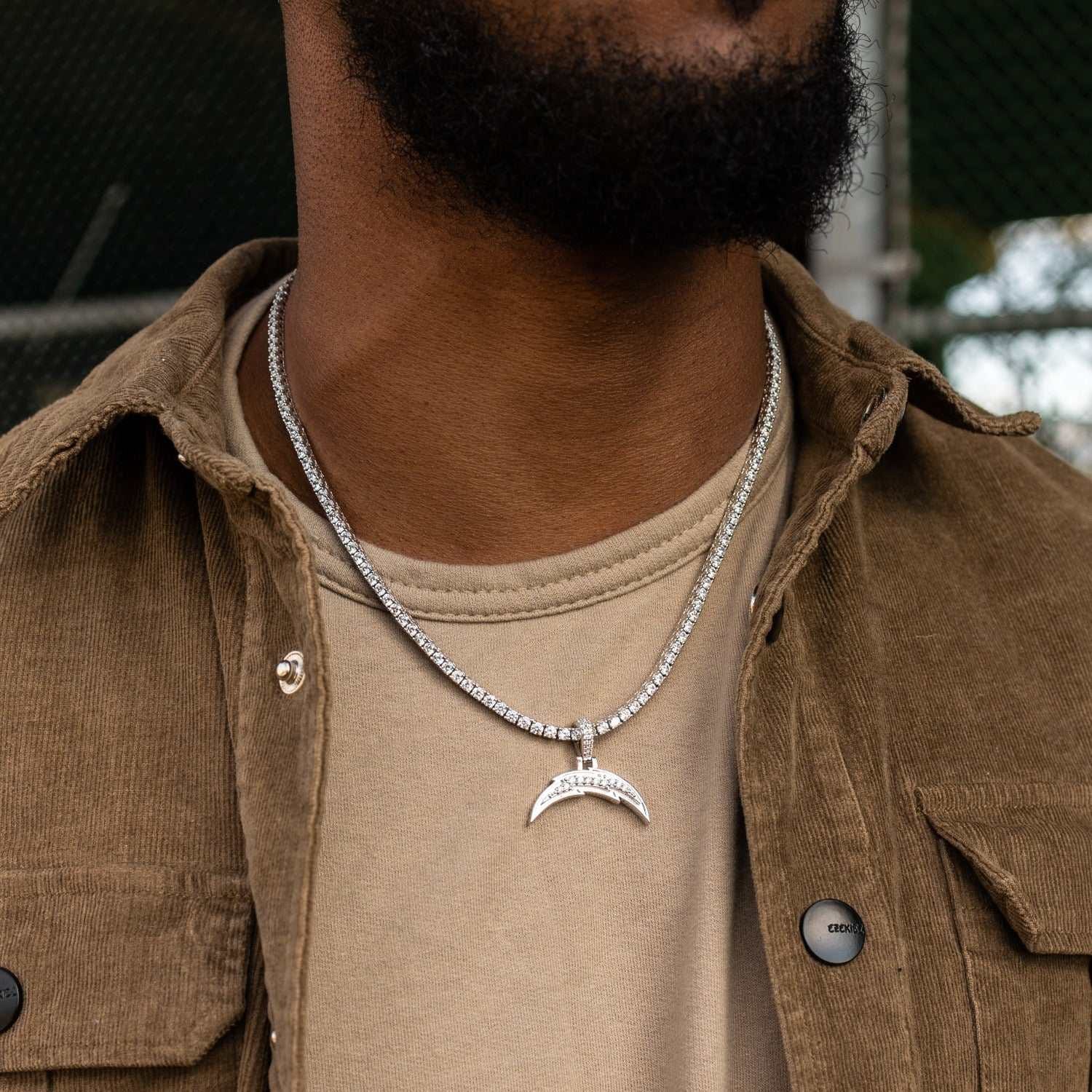 GLD Men Los Angeles Chargers Official NFL Micro Logo Pendant - White Gold