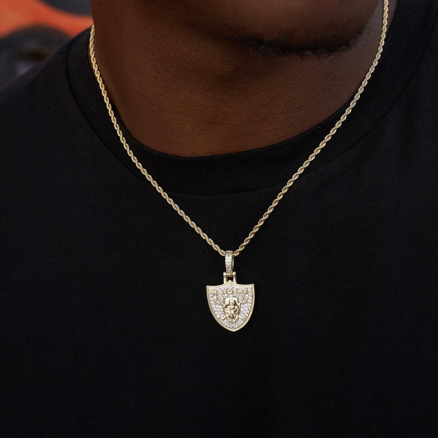 GLD Men Las Vegas Raiders Official NFL Micro Logo Pendant - Yellow Gold