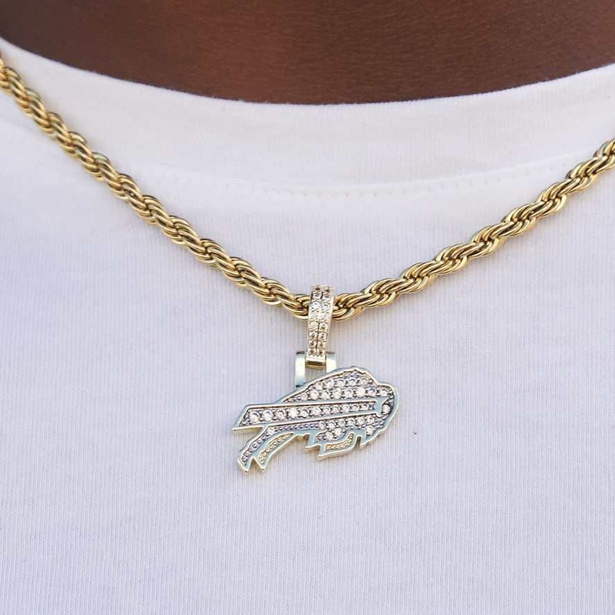 GLD Men Buffalo Bills Official NFL Micro Logo Pendant - Yellow Gold