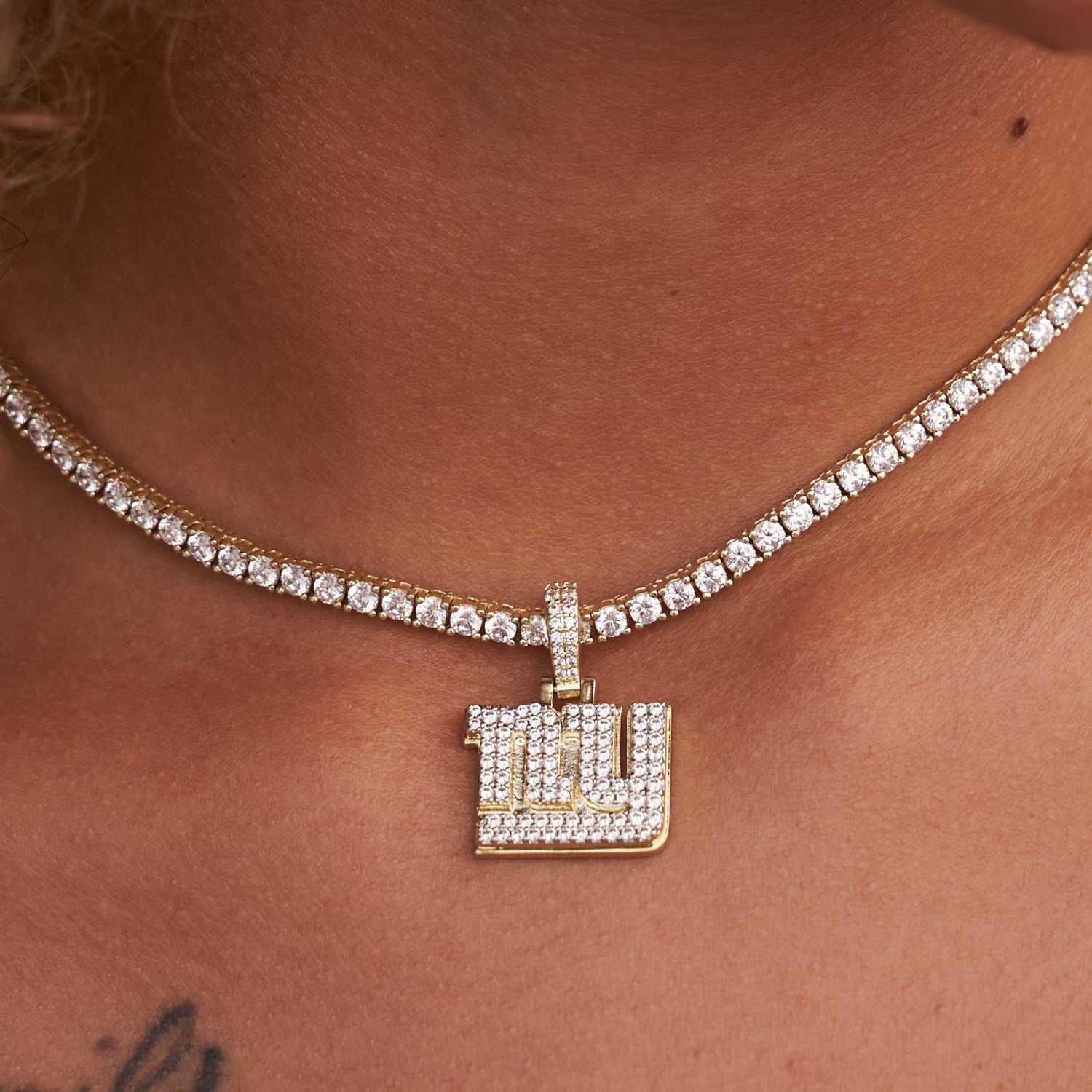 GLD Women New York Giants Official NFL Micro Logo Pendant - Yellow Gold
