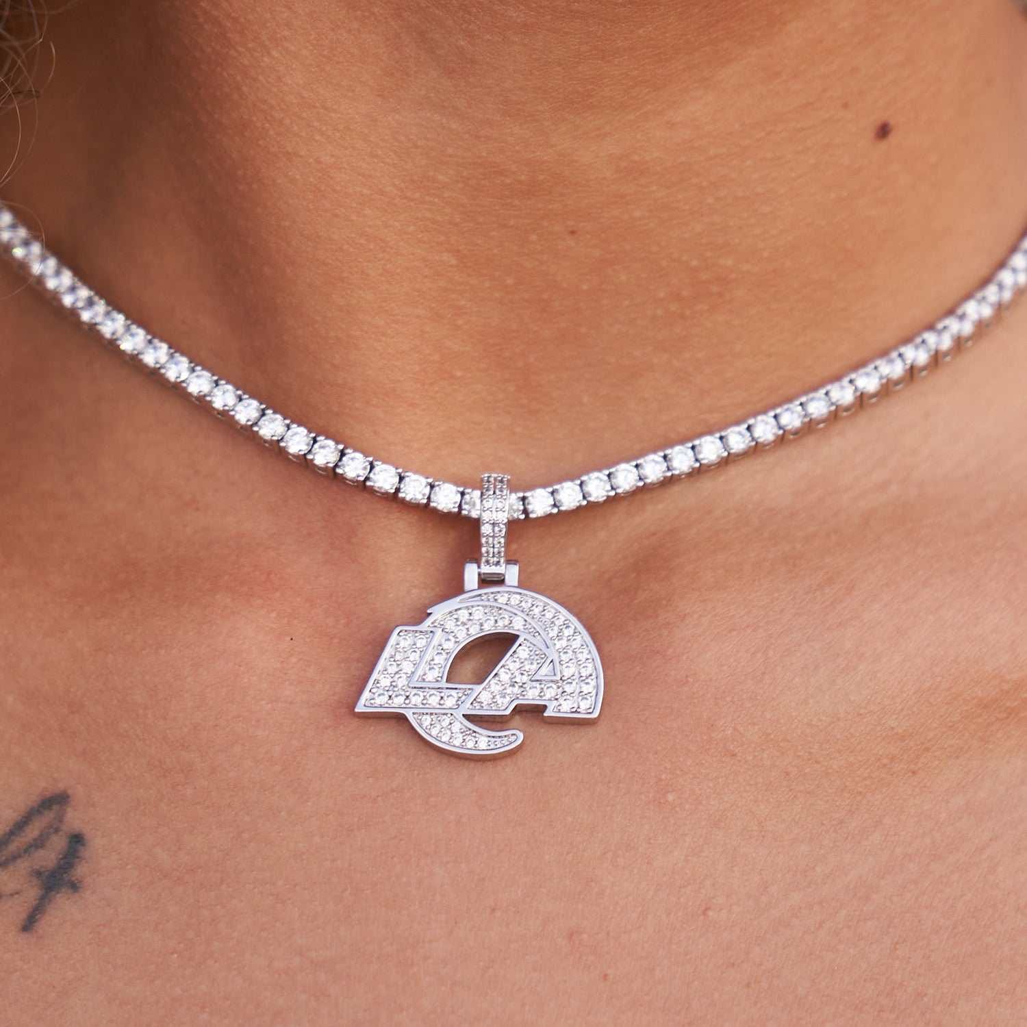 GLD Women Los Angeles Rams Official NFL Micro Logo Pendant - White Gold