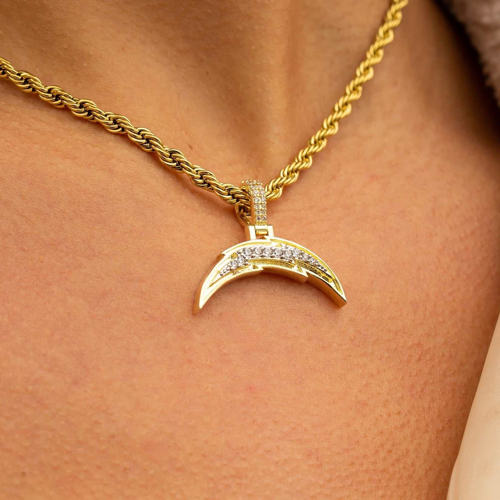 GLD Women Los Angeles Chargers Official NFL Micro Logo Pendant - Yellow Gold